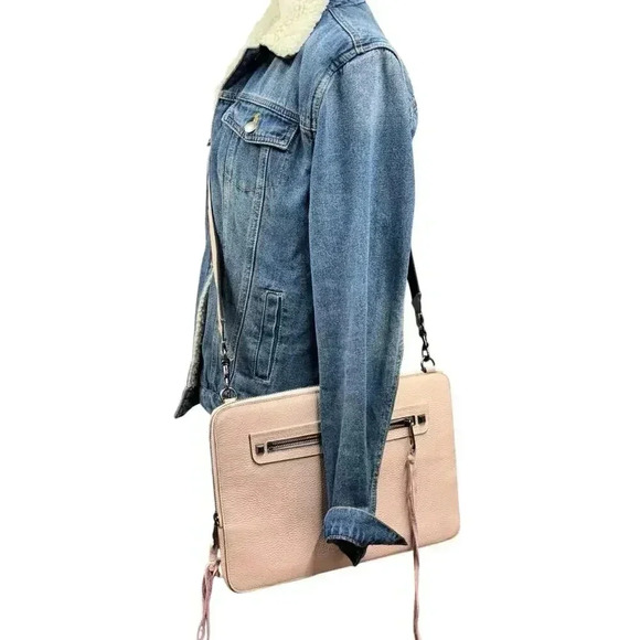 Rebecca Minkoff Regan Sleeve Leather 13" MacBook/Laptop Bag w/ Strap Slim Pink - Picture 10 of 16